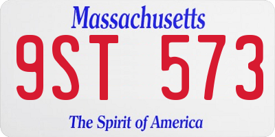 MA license plate 9ST573