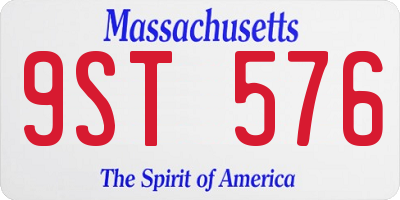 MA license plate 9ST576
