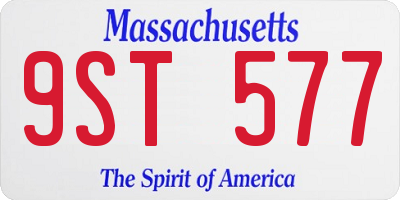 MA license plate 9ST577
