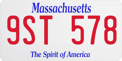 MA license plate 9ST578