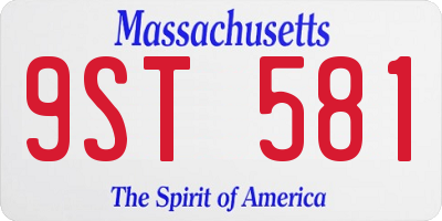 MA license plate 9ST581