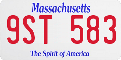 MA license plate 9ST583