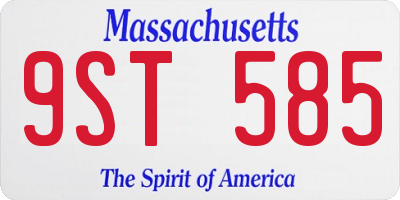 MA license plate 9ST585
