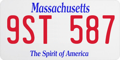 MA license plate 9ST587