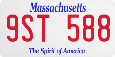 MA license plate 9ST588