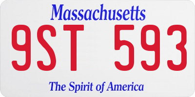 MA license plate 9ST593