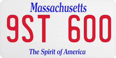 MA license plate 9ST600