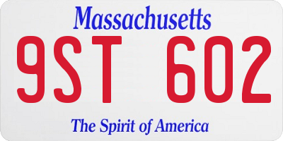 MA license plate 9ST602