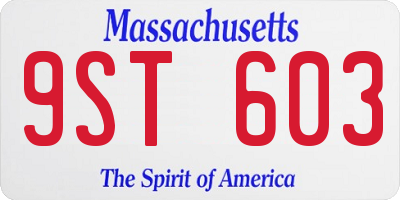 MA license plate 9ST603