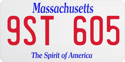 MA license plate 9ST605