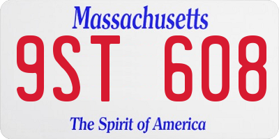 MA license plate 9ST608