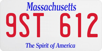 MA license plate 9ST612