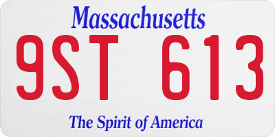 MA license plate 9ST613