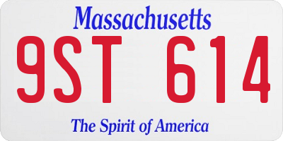 MA license plate 9ST614