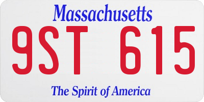 MA license plate 9ST615