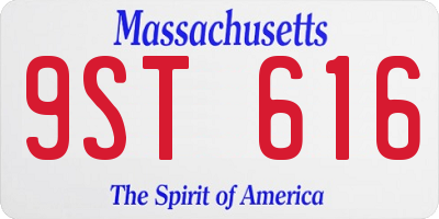 MA license plate 9ST616
