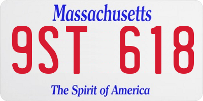 MA license plate 9ST618
