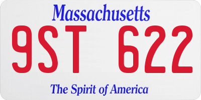 MA license plate 9ST622