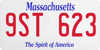 MA license plate 9ST623
