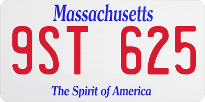 MA license plate 9ST625