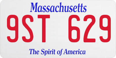 MA license plate 9ST629