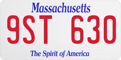 MA license plate 9ST630