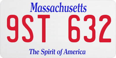 MA license plate 9ST632