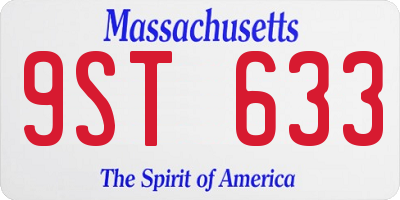 MA license plate 9ST633