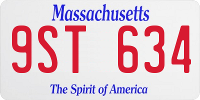 MA license plate 9ST634