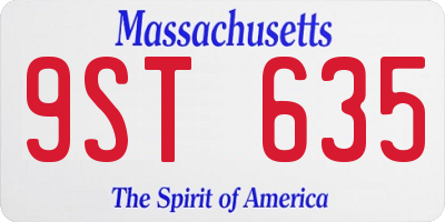 MA license plate 9ST635