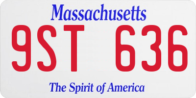 MA license plate 9ST636