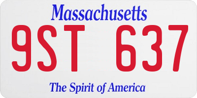 MA license plate 9ST637