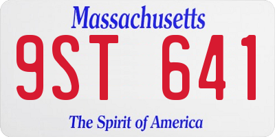 MA license plate 9ST641