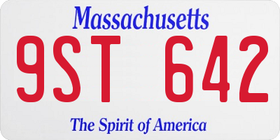 MA license plate 9ST642