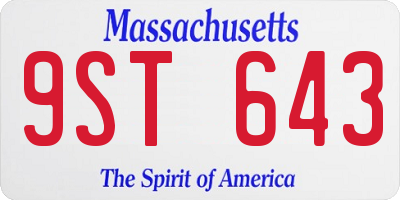 MA license plate 9ST643