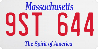 MA license plate 9ST644