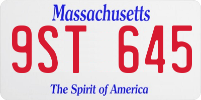 MA license plate 9ST645