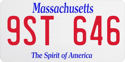 MA license plate 9ST646