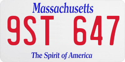 MA license plate 9ST647