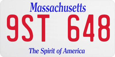 MA license plate 9ST648