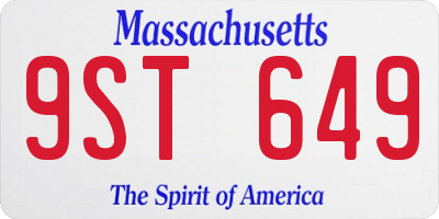 MA license plate 9ST649