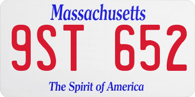 MA license plate 9ST652