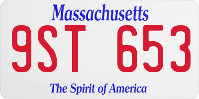 MA license plate 9ST653