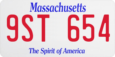MA license plate 9ST654