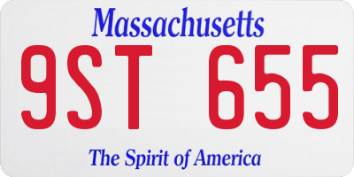 MA license plate 9ST655