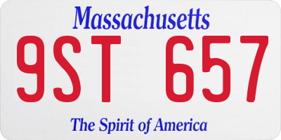 MA license plate 9ST657