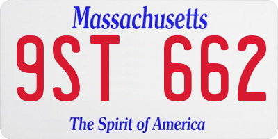 MA license plate 9ST662