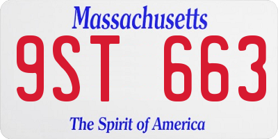 MA license plate 9ST663