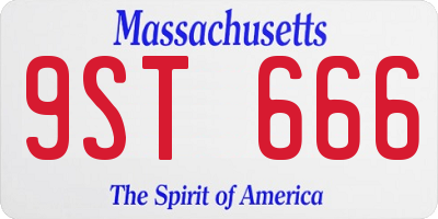MA license plate 9ST666