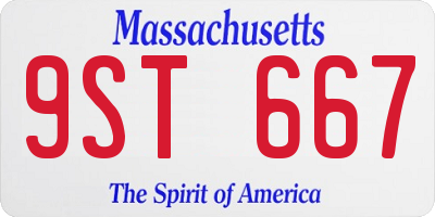 MA license plate 9ST667